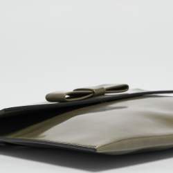 Marni Olive Green Glossy Leather Bow Clutch