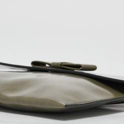 Marni Olive Green Glossy Leather Bow Clutch