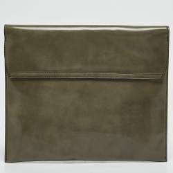 Marni Olive Green Glossy Leather Bow Clutch