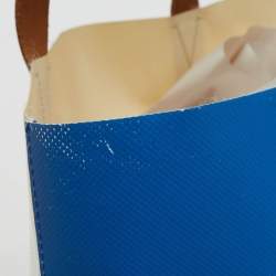 Pre Owned Marni Blue/Cream Coated Nylon Tribeca Tote