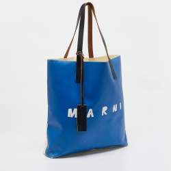 Pre Owned Marni Blue/Cream Coated Nylon Tribeca Tote
