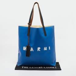 Pre Owned Marni Blue/Cream Coated Nylon Tribeca Tote
