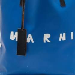 Pre Owned Marni Blue/Cream Coated Nylon Tribeca Tote