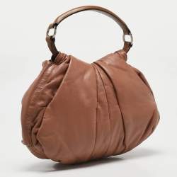 Marni Beige Ruched Leather Side Zip Hobo