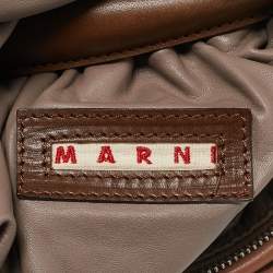 Marni Beige Ruched Leather Side Zip Hobo