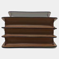 Marni Brown Grey Leather trunk bag