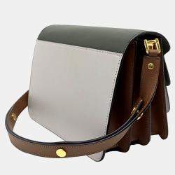 Marni Brown Grey Leather trunk bag