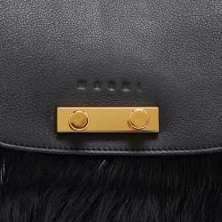 Marni Black Nutria Fur and Leather Messenger Bag