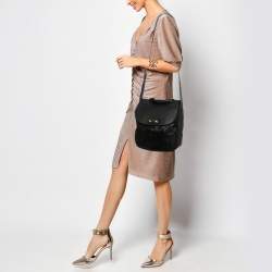 Marni Black Nutria Fur and Leather Messenger Bag