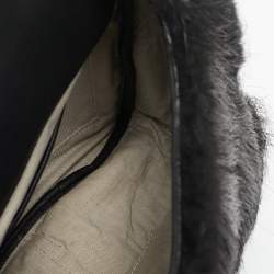 Marni Black Nutria Fur and Leather Messenger Bag