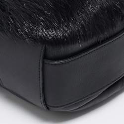 Marni Black Nutria Fur and Leather Messenger Bag