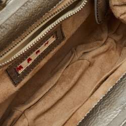 Pre Owned Marni Silver Leather Twisted Lock Clutch