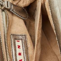 Pre Owned Marni Silver Leather Twisted Lock Clutch