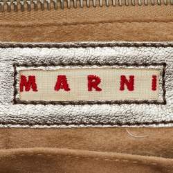 Pre Owned Marni Silver Leather Twisted Lock Clutch
