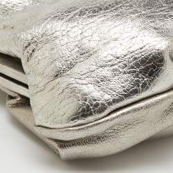 Pre Owned Marni Silver Leather Twisted Lock Clutch