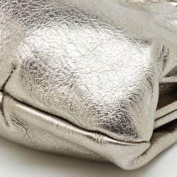 Pre Owned Marni Silver Leather Twisted Lock Clutch