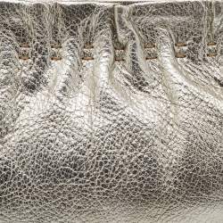 Pre Owned Marni Silver Leather Twisted Lock Clutch