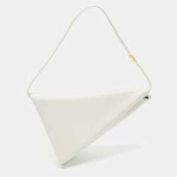 Marni White Leather Prisma Triangle Shoulder Bag
