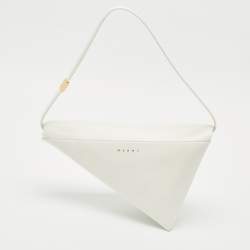 Marni White Leather Prisma Triangle Shoulder Bag