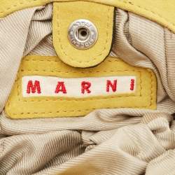 Marni Yellow Raffled Suede Pouch
