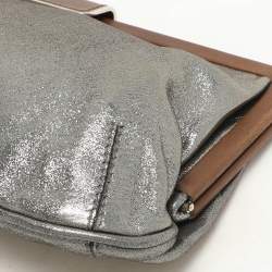 Marni Silver/Brown Leather Frame Clutch