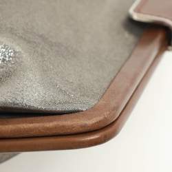 Marni Silver/Brown Leather Frame Clutch