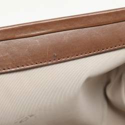 Marni Silver/Brown Leather Frame Clutch
