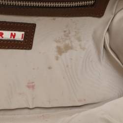 Marni Silver/Brown Leather Frame Clutch