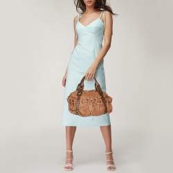 Marni Beige/Brown Leather Drawstring Satchel