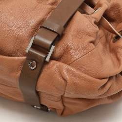 Marni Beige/Brown Leather Drawstring Satchel