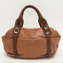 Marni Beige/Brown Leather Drawstring Satchel