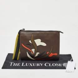 Marni Multicolor Leather Zip Wristlet Pouch