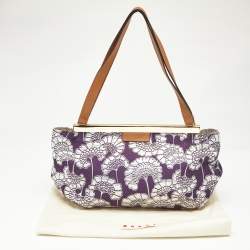 Marni Purple/Silver Fabric Embroidered Frame Shoulder Bag
