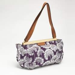 Marni Purple/Silver Fabric Embroidered Frame Shoulder Bag