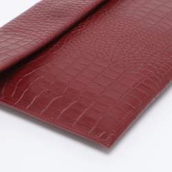 Pre Owned Marni Burgundy Croc Embossed Leather Flap Clutch