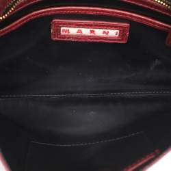 Pre Owned Marni Burgundy Croc Embossed Leather Flap Clutch
