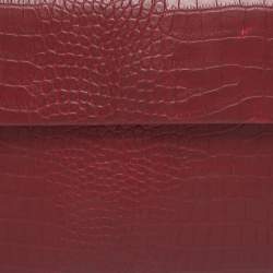 Pre Owned Marni Burgundy Croc Embossed Leather Flap Clutch