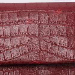 Pre Owned Marni Burgundy Croc Embossed Leather Flap Clutch