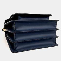 Pre Owned Marni Navy Blue Leather trunk bag