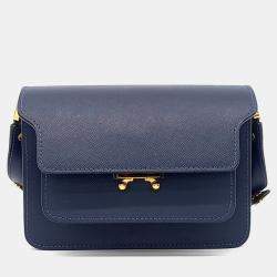 Pre Owned Marni Blue Leather Mini Trunk Bag