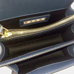 Pre Owned Marni Blue Leather Mini Trunk Bag