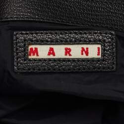 Pre Owned Marni Black Leather Oversized Foldover Frame Clutch