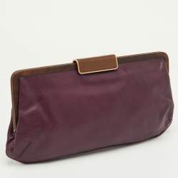 Pre Owned Marni Burgundy/Dark Brown Leather Frame Clutch