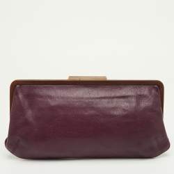Pre Owned Marni Burgundy/Dark Brown Leather Frame Clutch