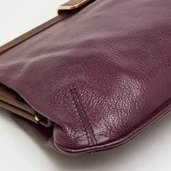 Pre Owned Marni Burgundy/Dark Brown Leather Frame Clutch