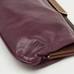 Pre Owned Marni Burgundy/Dark Brown Leather Frame Clutch