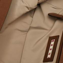 Pre Owned Marni Burgundy/Dark Brown Leather Frame Clutch