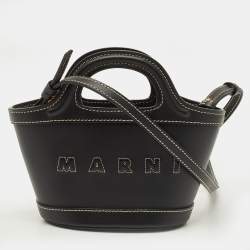 Pre Owned Marni Tropicalia Micro Black Leather Tote