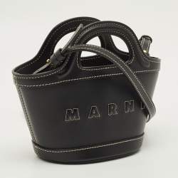 Pre Owned Marni Tropicalia Micro Black Leather Tote