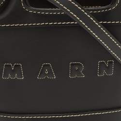 Pre Owned Marni Tropicalia Micro Black Leather Tote